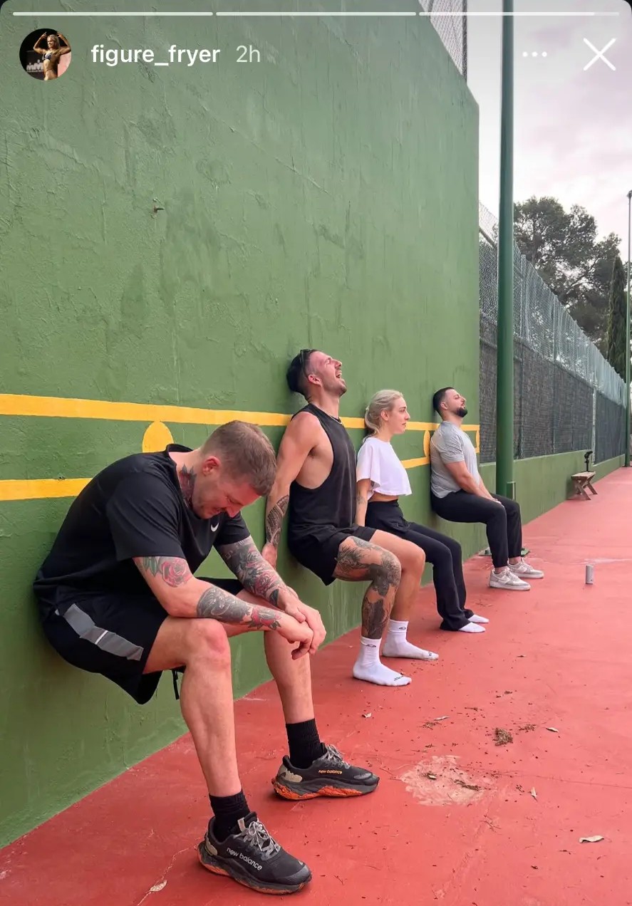 The crew training on the villa court