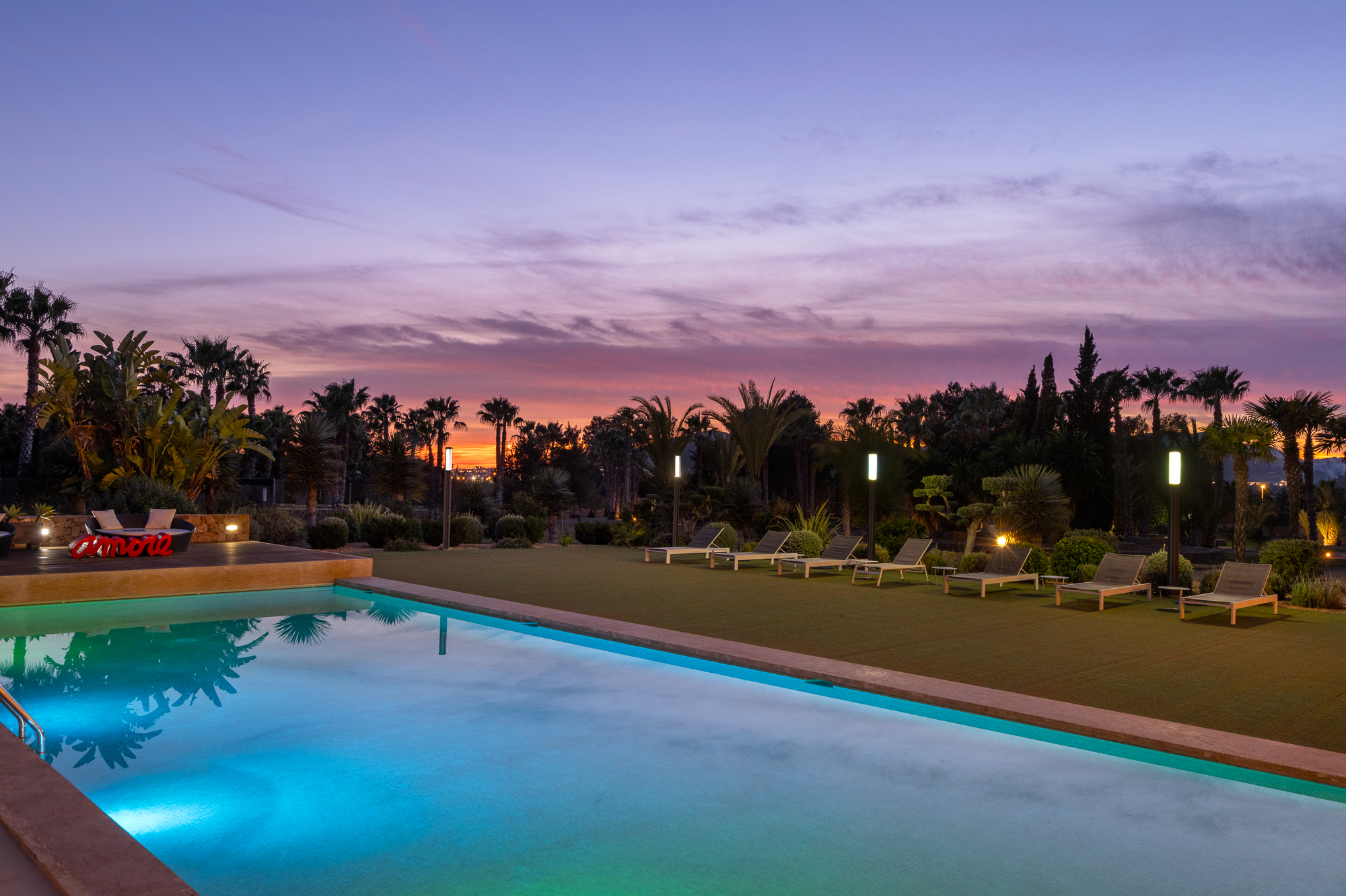 The pool at sunset