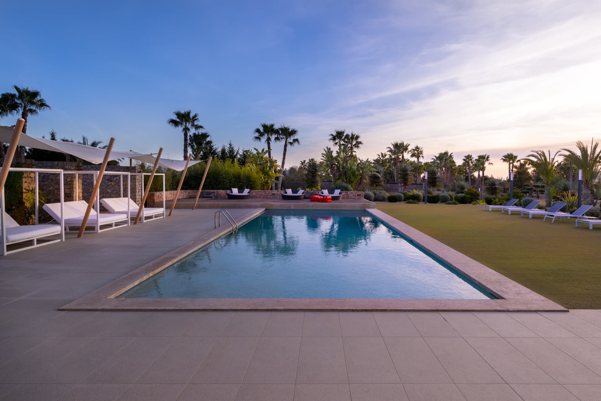 The pool in the evening