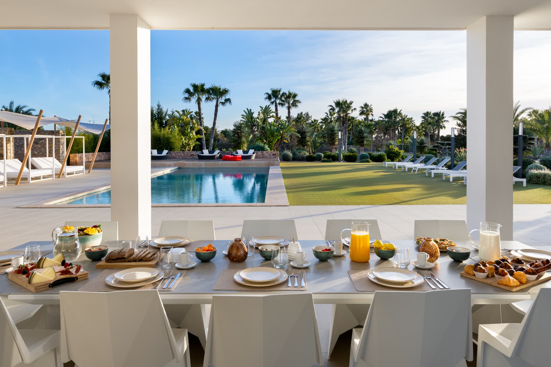 Breakfast laid out on the terrace