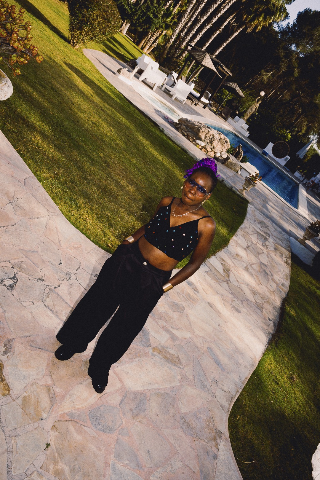 Guest by the villa pool
