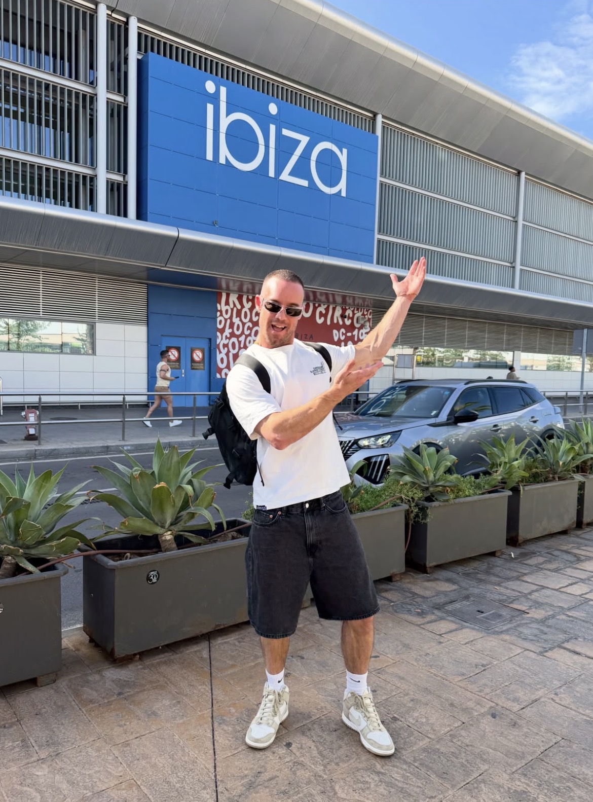 Jamie outside Ibiza airport